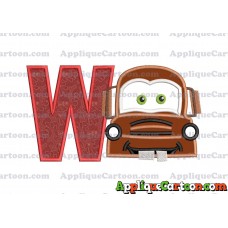 Mater Cars Applique Embroidery Design With Alphabet W