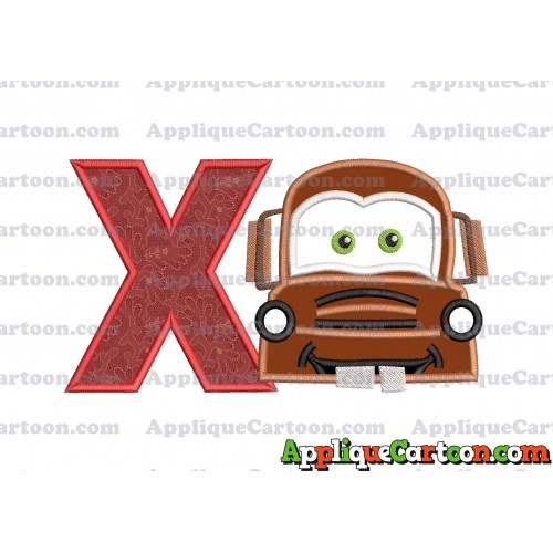 Mater Cars Applique Embroidery Design With Alphabet X
