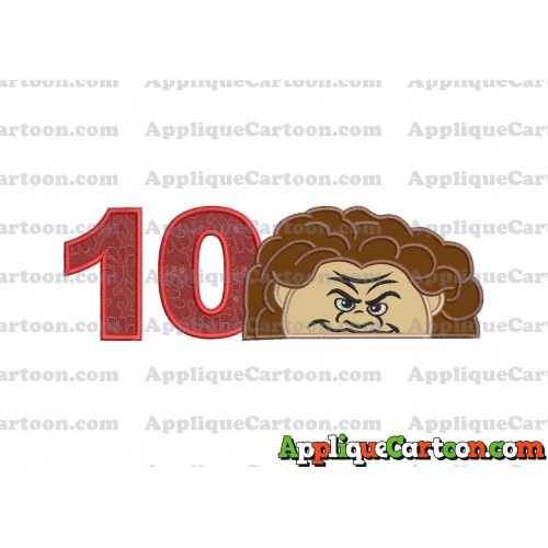 Maui Moana Head Applique Embroidery Design Birthday Number 10