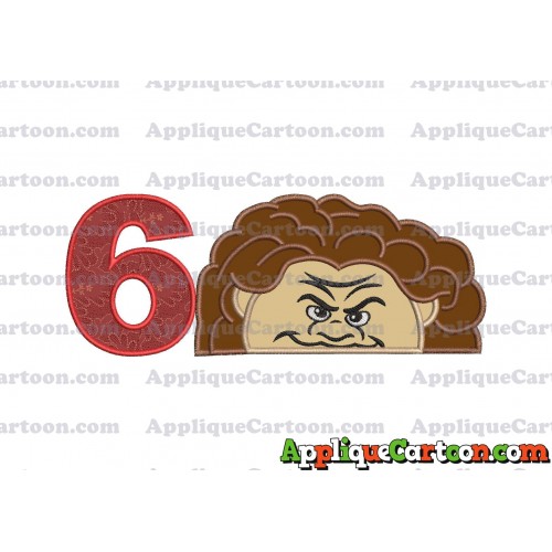 Maui Moana Head Applique Embroidery Design Birthday Number 6