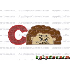 Maui Moana Head Applique Embroidery Design With Alphabet C