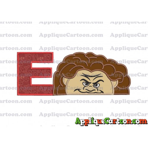 Maui Moana Head Applique Embroidery Design With Alphabet E