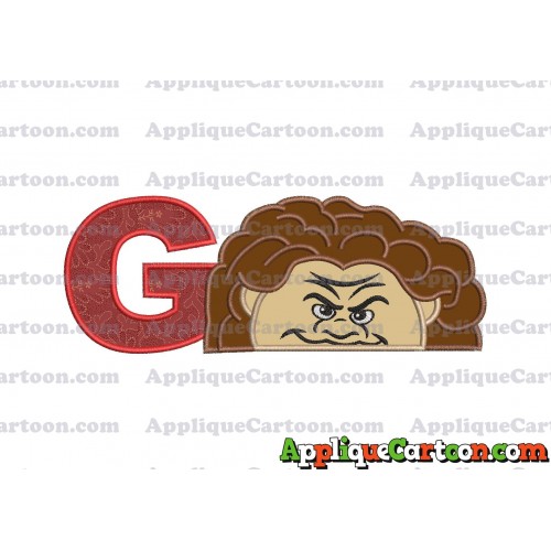 Maui Moana Head Applique Embroidery Design With Alphabet G