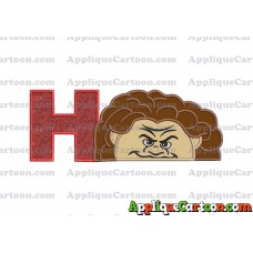 Maui Moana Head Applique Embroidery Design With Alphabet H
