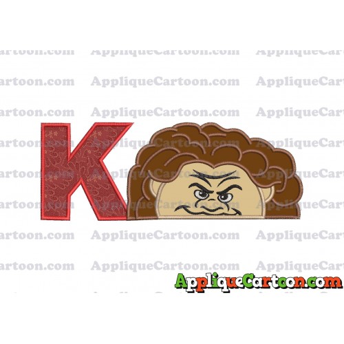 Maui Moana Head Applique Embroidery Design With Alphabet K