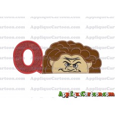 Maui Moana Head Applique Embroidery Design With Alphabet Q
