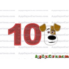 Max The Secret Life of Pets Head Applique Embroidery Design Birthday Number 10