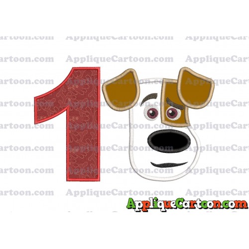 Max The Secret Life of Pets Head Applique Embroidery Design Birthday Number 1