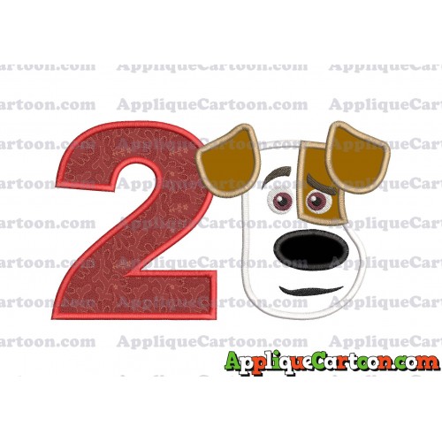 Max The Secret Life of Pets Head Applique Embroidery Design Birthday Number 2