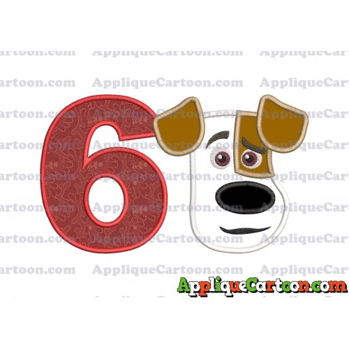 Max The Secret Life of Pets Head Applique Embroidery Design Birthday Number 6