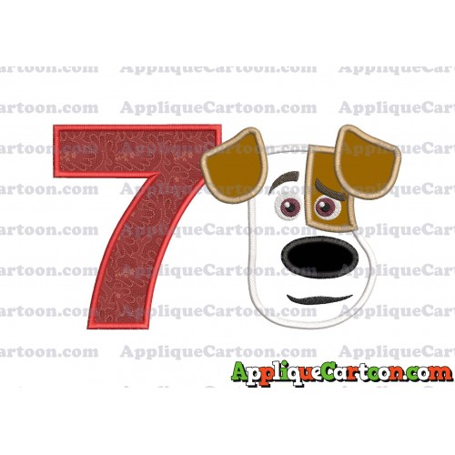 Max The Secret Life of Pets Head Applique Embroidery Design Birthday Number 7