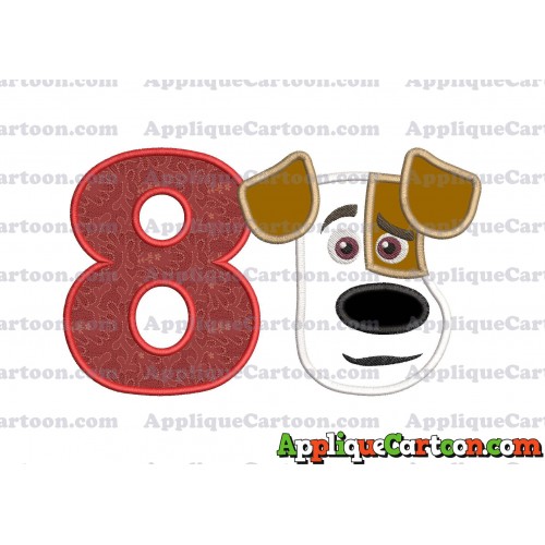 Max The Secret Life of Pets Head Applique Embroidery Design Birthday Number 8