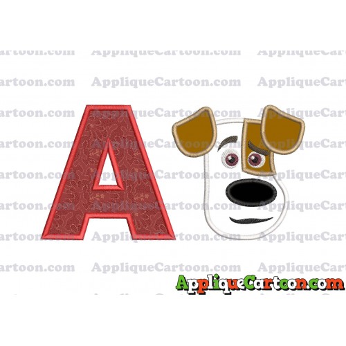 Max The Secret Life of Pets Head Applique Embroidery Design With Alphabet A