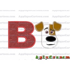 Max The Secret Life of Pets Head Applique Embroidery Design With Alphabet B