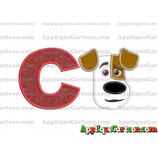 Max The Secret Life of Pets Head Applique Embroidery Design With Alphabet C