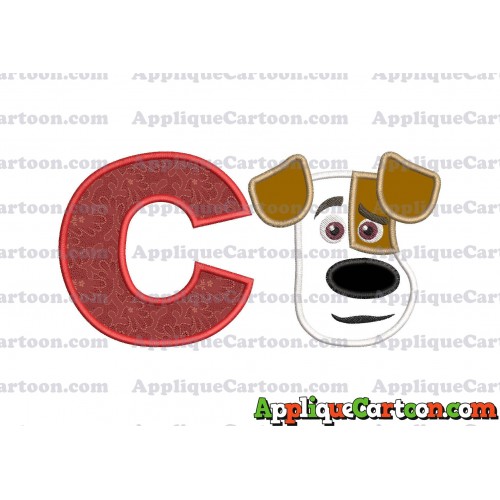 Max The Secret Life of Pets Head Applique Embroidery Design With Alphabet C