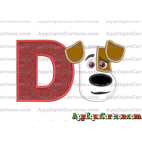 Max The Secret Life of Pets Head Applique Embroidery Design With Alphabet D