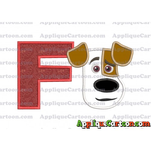 Max The Secret Life of Pets Head Applique Embroidery Design With Alphabet F