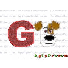 Max The Secret Life of Pets Head Applique Embroidery Design With Alphabet G