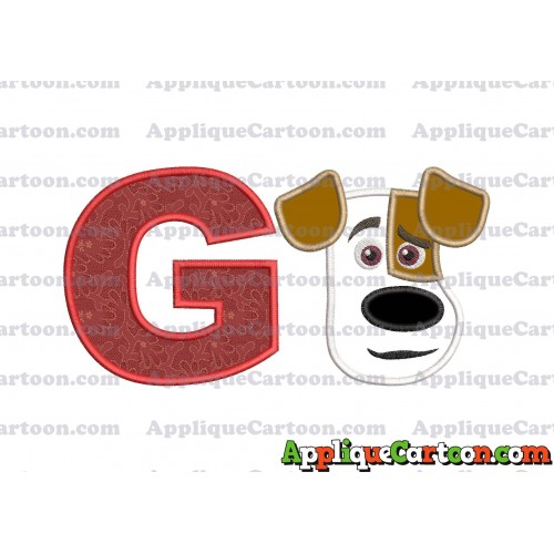 Max The Secret Life of Pets Head Applique Embroidery Design With Alphabet G