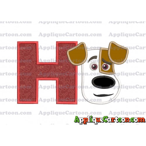 Max The Secret Life of Pets Head Applique Embroidery Design With Alphabet H