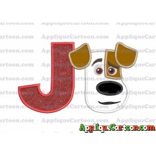 Max The Secret Life of Pets Head Applique Embroidery Design With Alphabet J