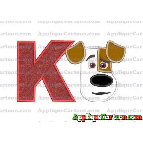 Max The Secret Life of Pets Head Applique Embroidery Design With Alphabet K
