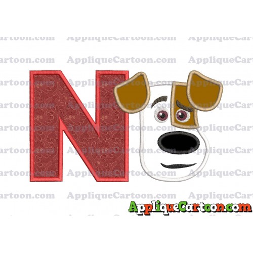 Max The Secret Life of Pets Head Applique Embroidery Design With Alphabet N