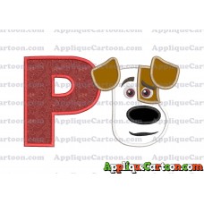 Max The Secret Life of Pets Head Applique Embroidery Design With Alphabet P