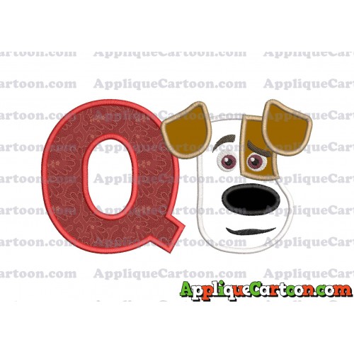 Max The Secret Life of Pets Head Applique Embroidery Design With Alphabet Q