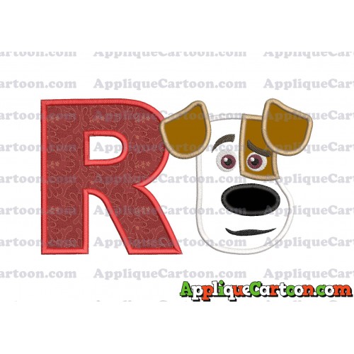 Max The Secret Life of Pets Head Applique Embroidery Design With Alphabet R