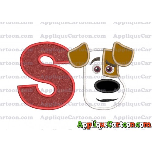 Max The Secret Life of Pets Head Applique Embroidery Design With Alphabet S
