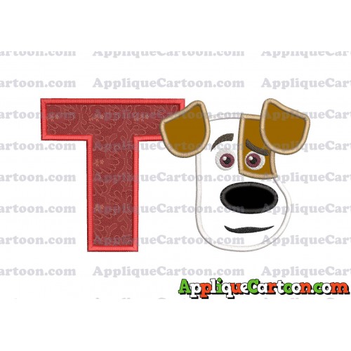 Max The Secret Life of Pets Head Applique Embroidery Design With Alphabet T