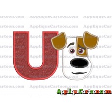 Max The Secret Life of Pets Head Applique Embroidery Design With Alphabet U
