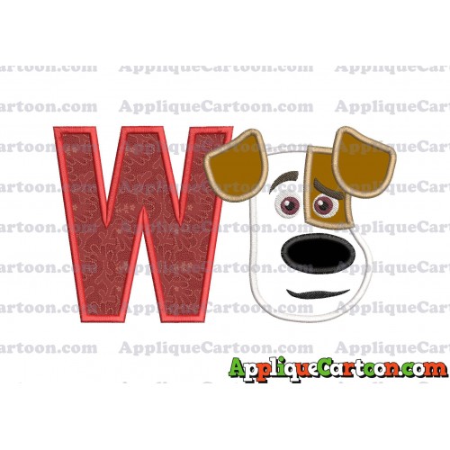 Max The Secret Life of Pets Head Applique Embroidery Design With Alphabet W