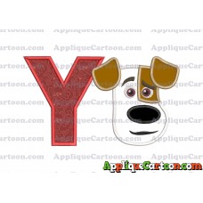 Max The Secret Life of Pets Head Applique Embroidery Design With Alphabet Y