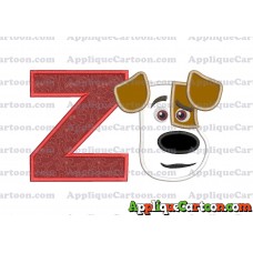 Max The Secret Life of Pets Head Applique Embroidery Design With Alphabet Z