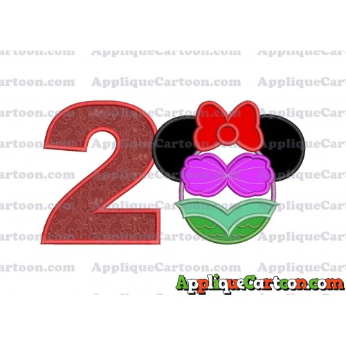 Mermaid Applique Embroidery Design Birthday Number 2