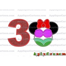 Mermaid Applique Embroidery Design Birthday Number 3
