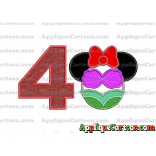 Mermaid Applique Embroidery Design Birthday Number 4