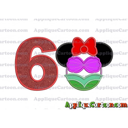 Mermaid Applique Embroidery Design Birthday Number 6