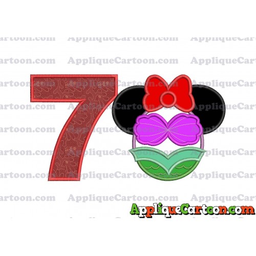 Mermaid Applique Embroidery Design Birthday Number 7