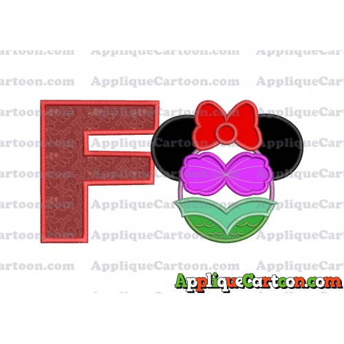 Mermaid Applique Embroidery Design With Alphabet F