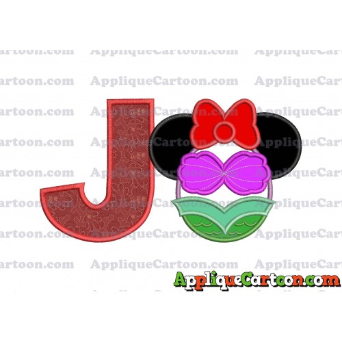 Mermaid Applique Embroidery Design With Alphabet J