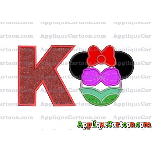 Mermaid Applique Embroidery Design With Alphabet K
