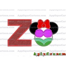Mermaid Applique Embroidery Design With Alphabet Z