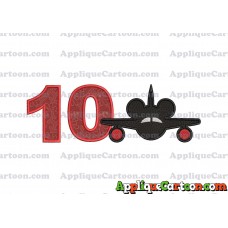 Mickey Airplane Disney Applique Design Birthday Number 10