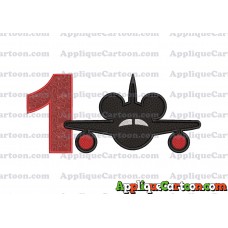 Mickey Airplane Disney Applique Design Birthday Number 1