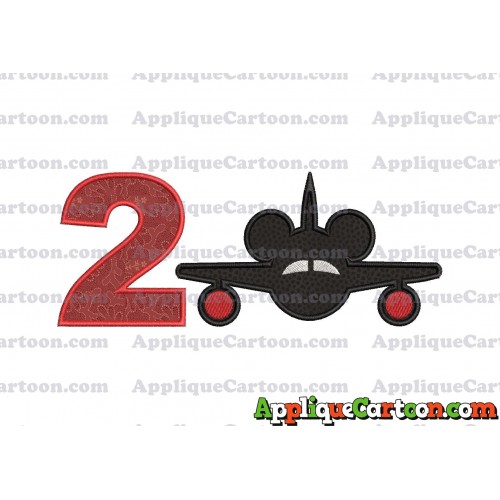 Mickey Airplane Disney Applique Design Birthday Number 2