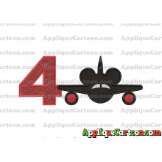 Mickey Airplane Disney Applique Design Birthday Number 4